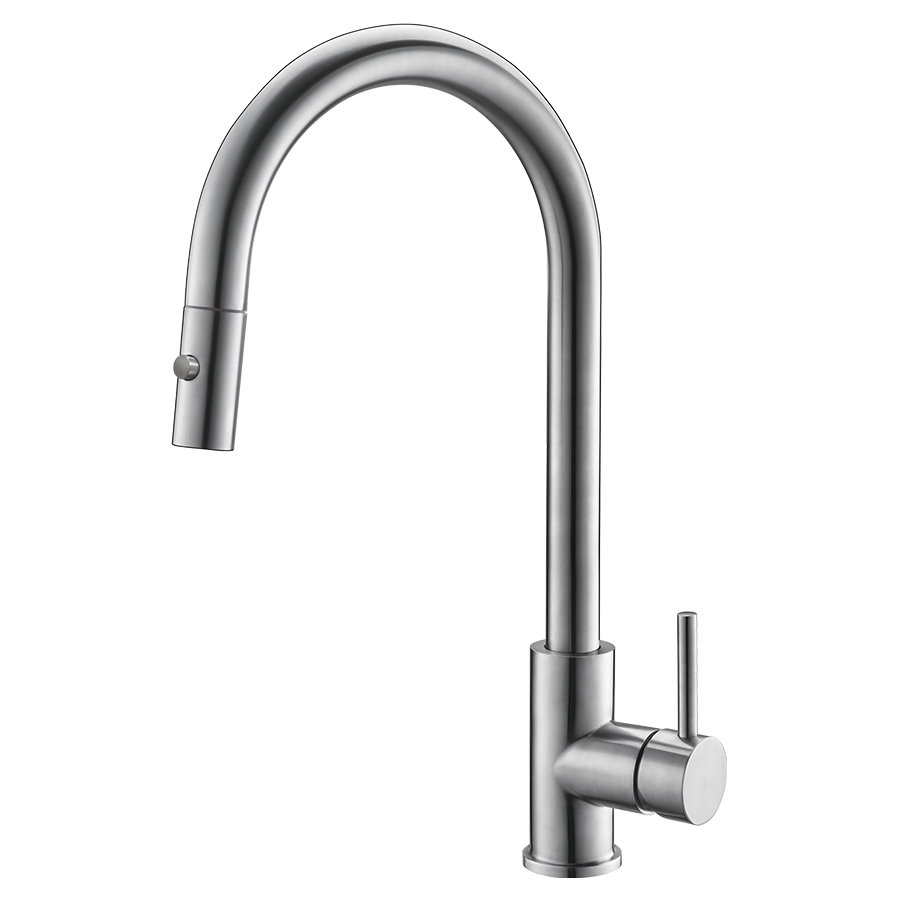 THUN Modern Upc Brushed Nickel Pull Down Kitchen Sink Faucet with Sprayer For Sale