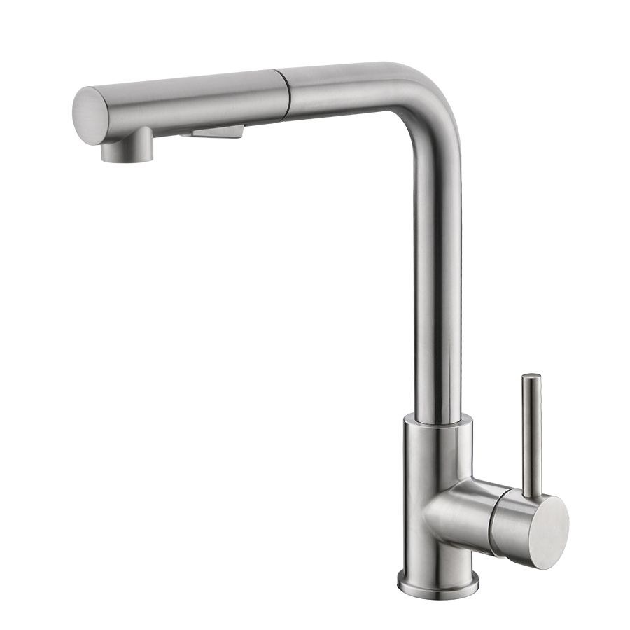 THUN Commercial Style Single Handle Brushed Nickel Pull Down Kitchen Faucets with Sprayer