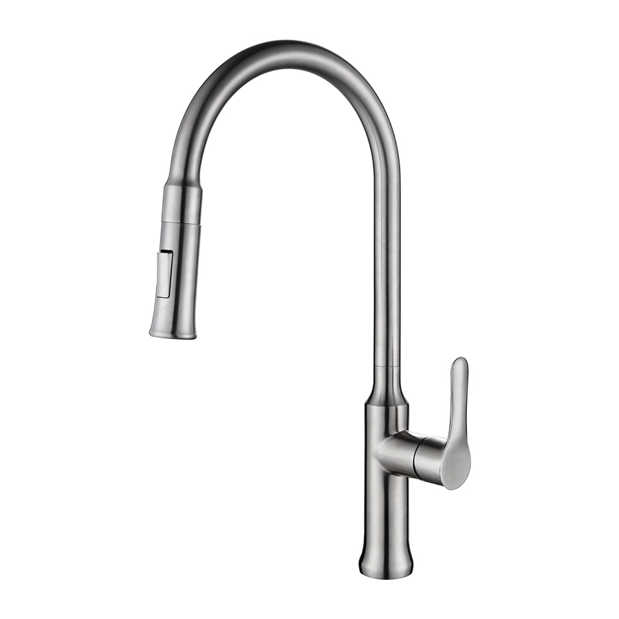 Inexpensive Swivel Brushed Nickel Kitchen Sink Pull Down Faucets in Thun