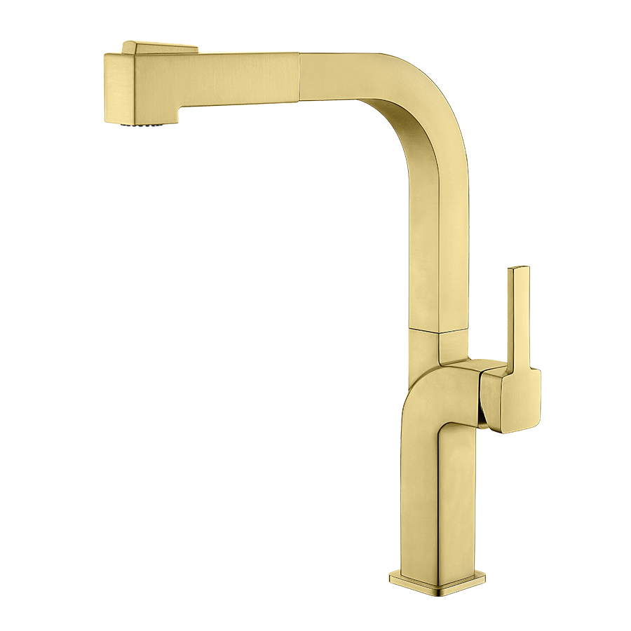 THUN 2023 Best One Handle Brushed Gold Square Pull Down Kitchen Faucets