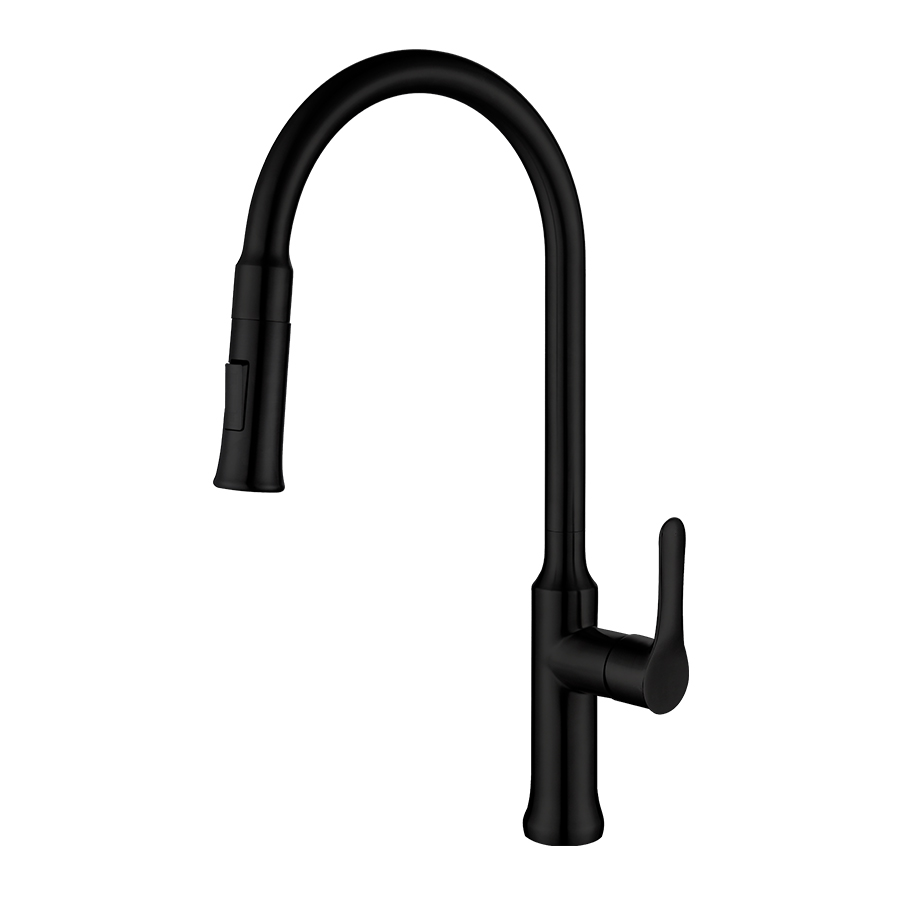 THUN Best Matte Black Single Handle Pull Down Kitchen Faucet With Sprayer