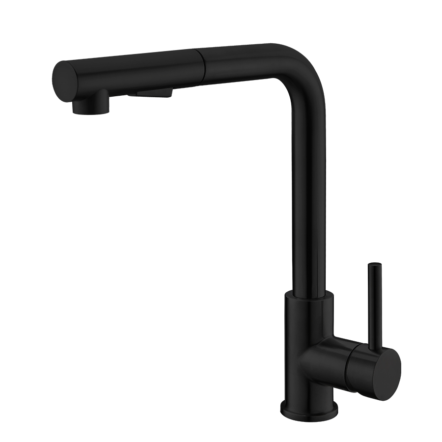 THUN Best Budget Matte Black 304 Stainless Steel Pull Down Long Neck Kitchen Faucets