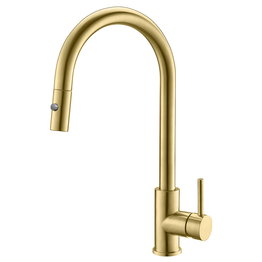 THUN Luxury Brushed Gold Single Handle Pull Down Kitchen Faucets for Sale