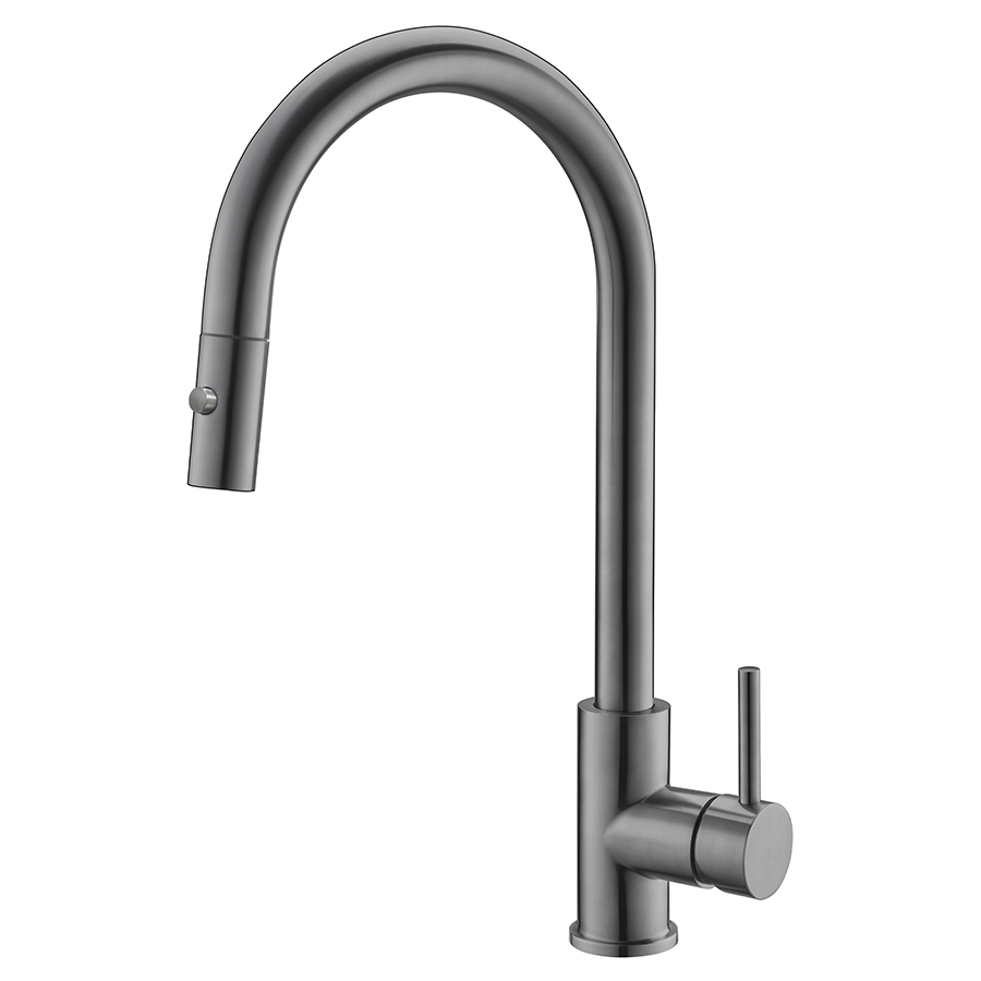 Thun Most Reliable High Arc Gunmetal Swivel Kitchen Faucet with Pull down Sprayer Supply