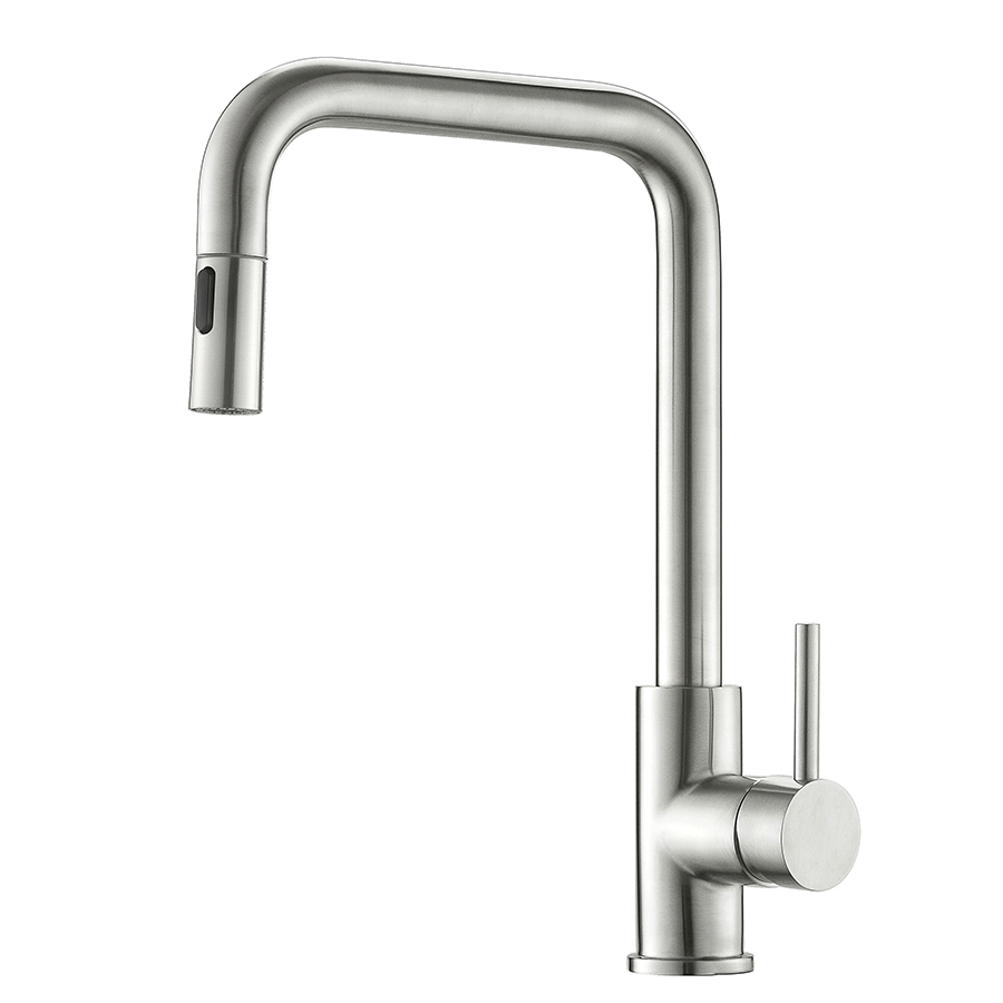 Thun Long Reach Single Lever Brushed Nickel Bridge Faucet with Pull down Sprayer Price