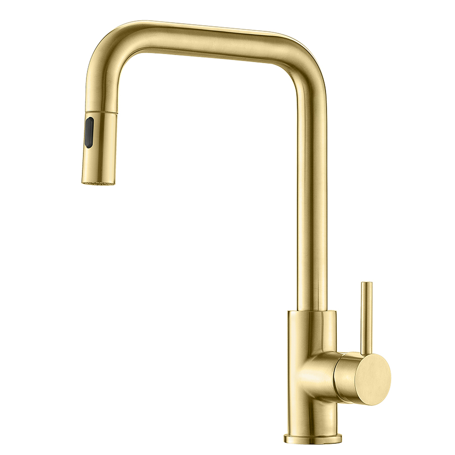 Thun 2023 Best High End Brushed Gold One Hole Kitchen Sink Faucet with Pull down Sprayer Discount