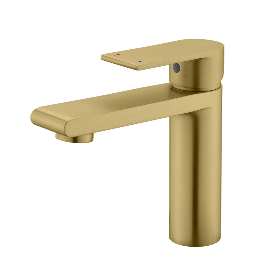 THUN Modern Brushed Gold One Hole Bathroom Sink Faucet for Wholesale