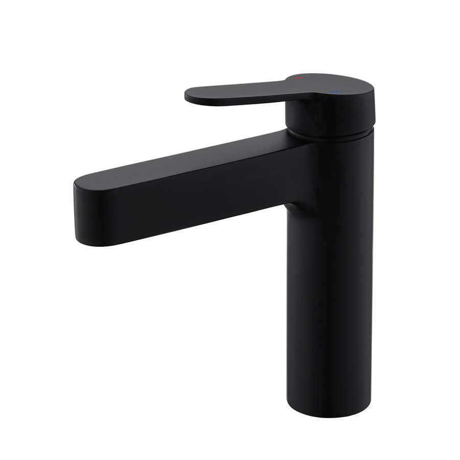 THUN Matte Black Single Hole Bathroom Mixing Lavatory Faucet Tap For Hand Basin