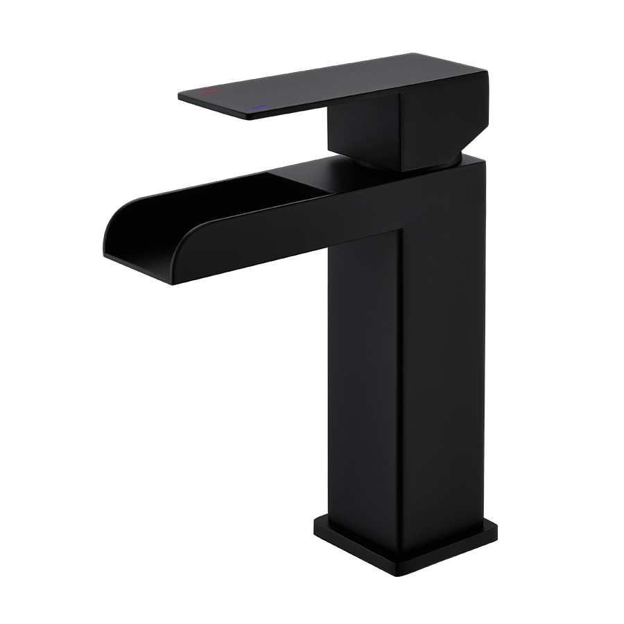 THUN Modern Single Hole Bathroom Basin Faucet With Matte Black