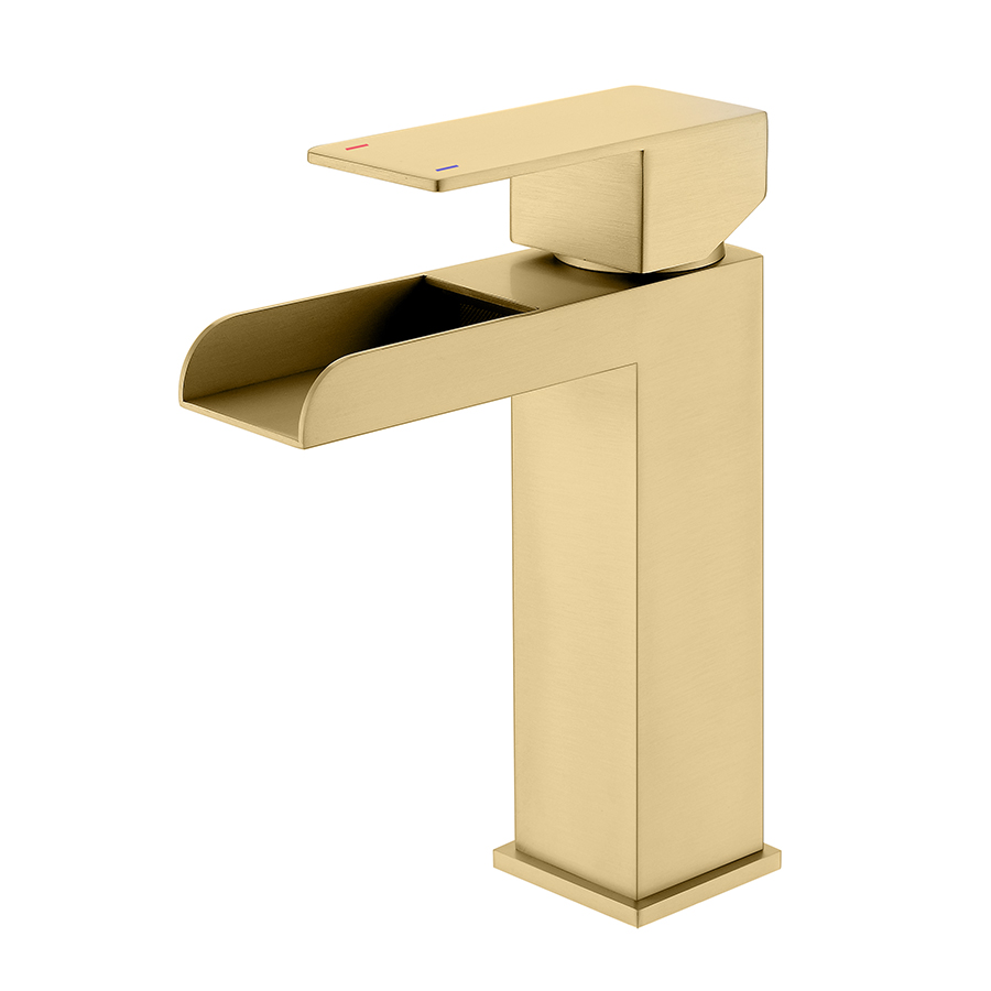 THUN Brushed Gold Single Control Square Bathroom Faucet