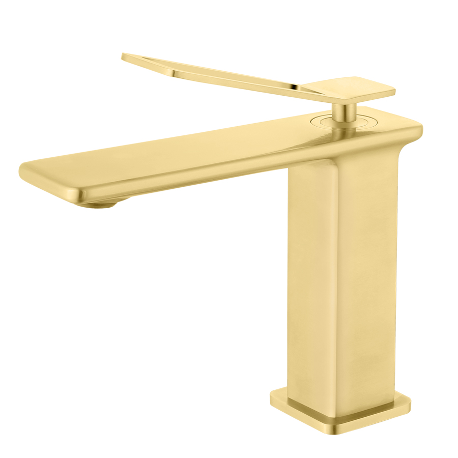 Thun Luxury Square Single Control Brushed Gold Bathroom Faucets Factory